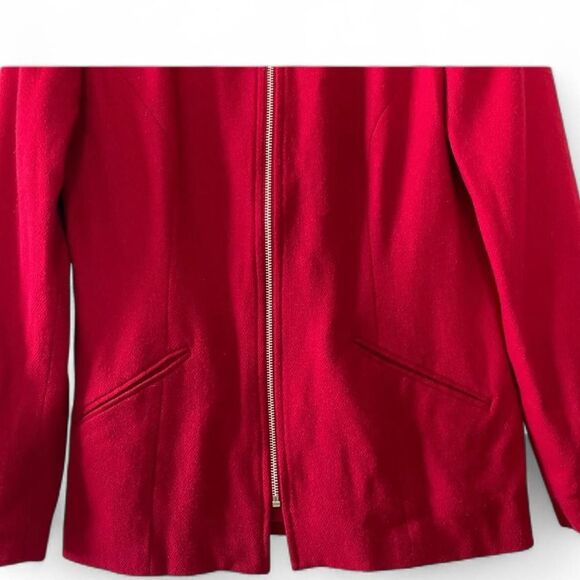 Vintage made in USA Hilliard & Hansen vibrant true red 100% wool full zip jacket - Picture 3 of 3
